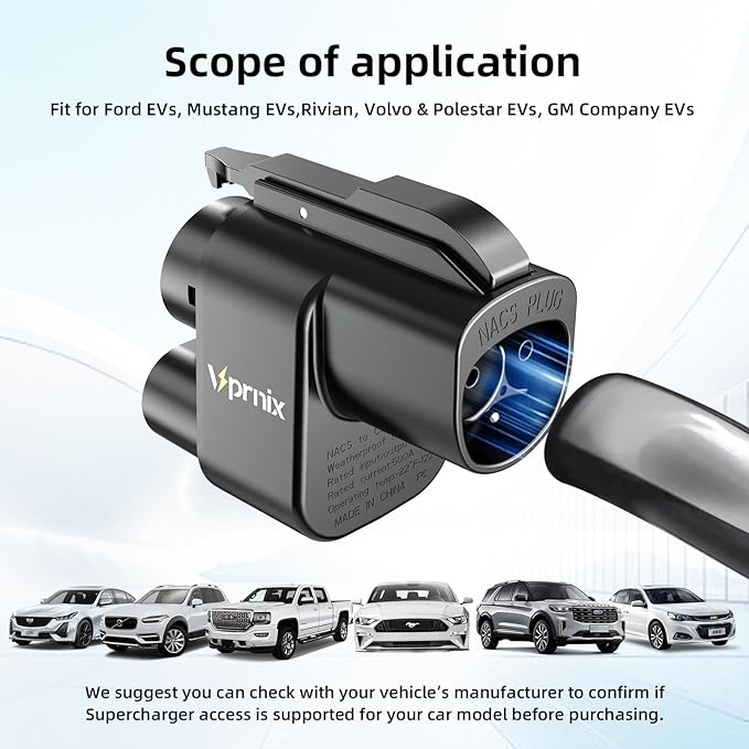 NACS to CCS Adapter, [500A/1000V,500KW Peak Power], Fast Charge Your CCS1 EVs at Tesla Superchargers, Supercharger Adapter Compatible with Ford, Mustang, Rivian, GM, Volvo and Polestar EVs
