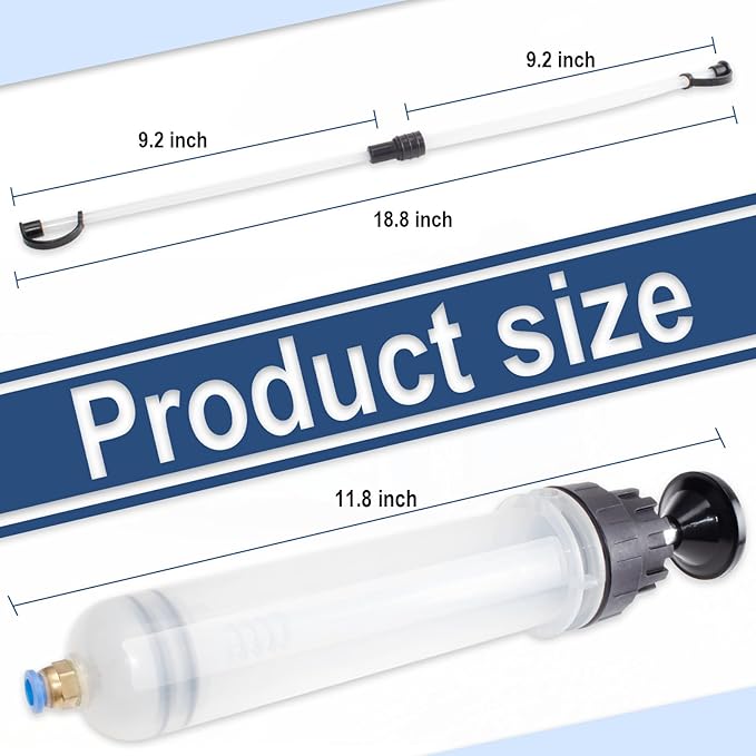 200CC Fluid Extractor, Oil Extractor Pump, Oil Suction Pump Syringe with Two 9.2" Extension Tubes, Vacuum Siphon Pump, Automotive Oil Change Tools for Gasoline