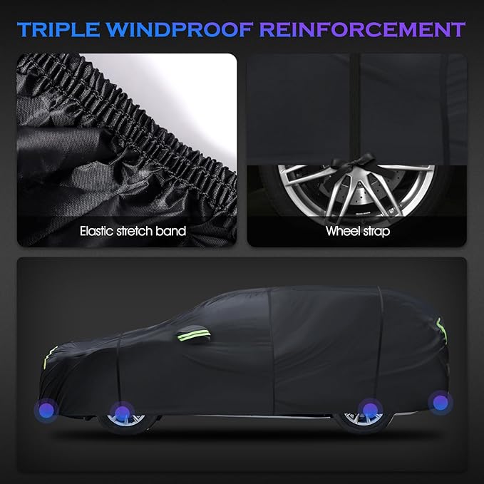 Car Cover Custom Fit for Honda CRV 1997-2025,Toyota RAV4 1996-2025, 6 Layers Truck Cover Waterproof All Weather for Automobiles,Outdoor Full Exterior Cover,Rain, Sun, Wind Protection,Black