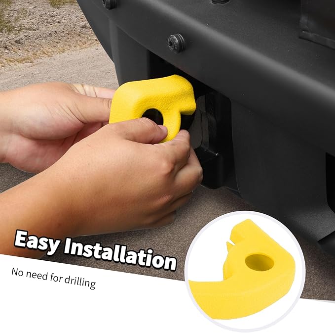 Jimen Fit for Ford Bronco 2021-2024, 2PCS Front Bumper Tow Hook Covers Protector Exterior Accessories (Yellow)