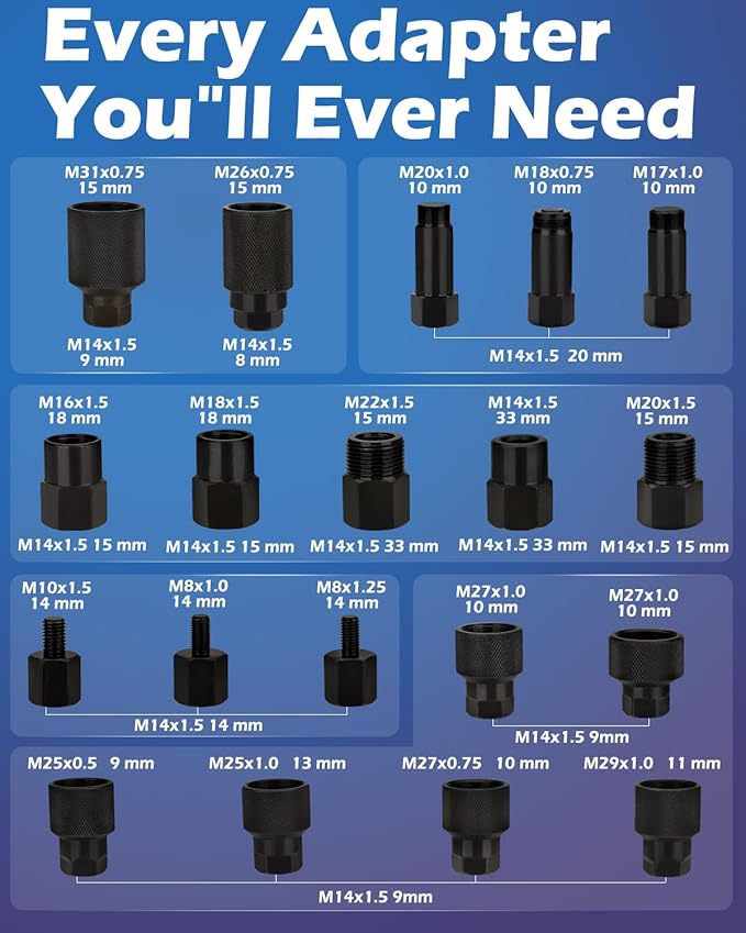 Pneumatic Injector Puller Set Compatible with Diesel Engines 23 PCS Air Vibration Injector Removal Tool Kit