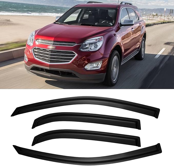 Window Rain Guards for 2010-2017 Chevy Equinox, Window Visor Guard Vent Wind Shade Deflector Rain Shield Protector Sun Visor for 10-17 Equinox 2011 2012 2013 2014 2015 2016,Outside-Mount, 4 Pieces