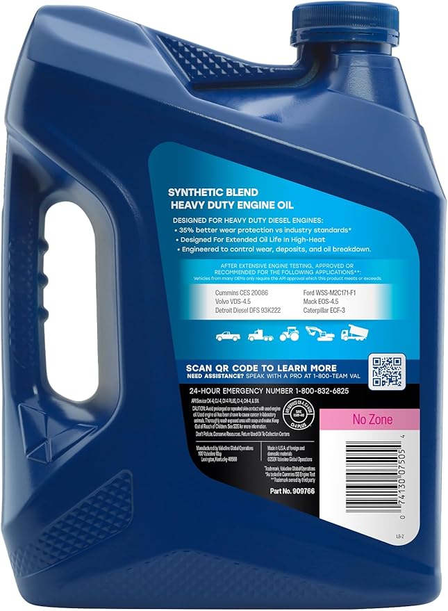 Valvoline Heavy Duty Synthetic Blend 15W-40 Diesel Engine Oil 1 GA, Case of 3