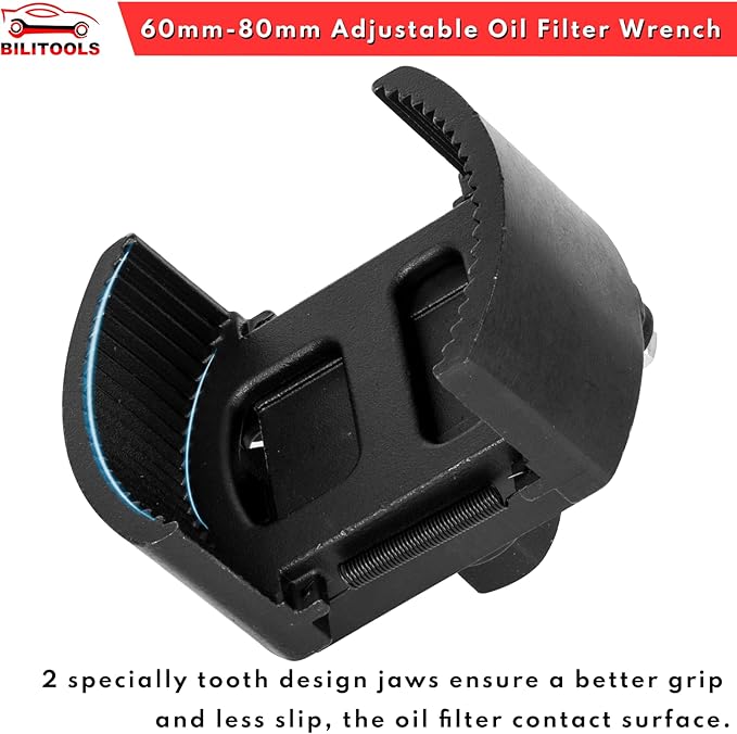 BILITOOLS Universal Oil Filter Wrench Removal Tool Adjustable, 60-80mm (2.36-3.15 inch), 1/2" Drive