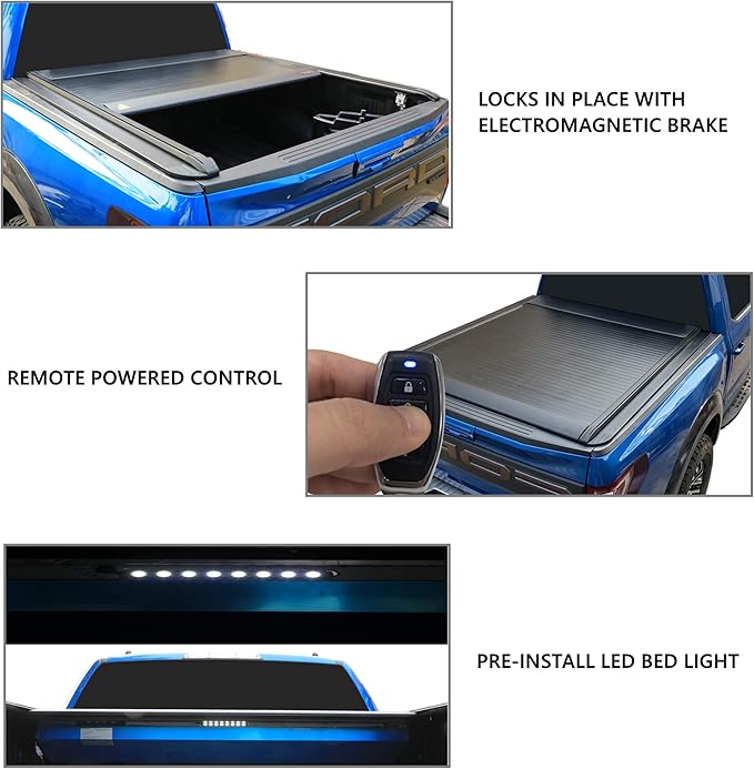 ONINE Electric Power Retractable Truck Bed Tonneau Cover Custom fit 2019-2026 Chevy Silverado/GMC Sierra 1500 5.8ft Bed (69.9”), Aluminum Matte Black, Compatible with Crossbar and Cargo Racks