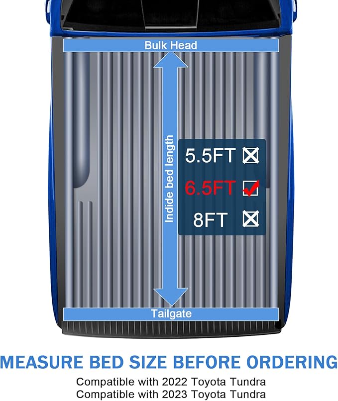 Soft Tri-Fold Truck Bed Tonneau Cover Compatible with 2022-2023 Toyota Tundra 6.5FT Bed