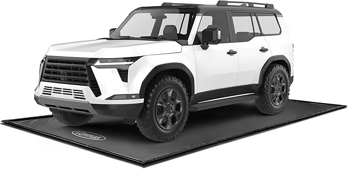 Garage Floor Mat Easy to Clean 8'6"x22' Heavy-Duty PVCContainment Mat with Waterproof Containment Protection for Cars SUVs Trucks Parking Garages Non-Slip Durable Containment Mat Multiple