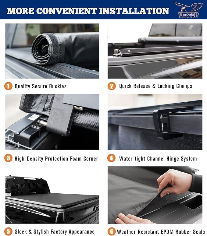 TIPTOP Soft Roll-Up Tonneau Cover Truck Bed for 2017-2025 Honda Ridgeline with 5'4" Bed (64") | TP1 |