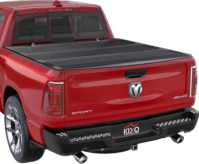 Kikito Truck Bed Tonneau Cover Compatible with 2009-2018 Dodge Ram 1500 2010-2025 2500 3500 2019-2025 Classic 6.4" (76in) w/o RamBox Flip-Up Style FRP Hard Folding Truck Bed Cover No-Drill 100% Access