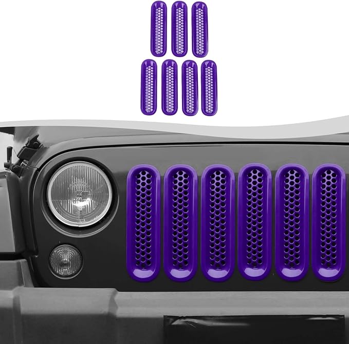 Mesh Grill Insert Grille Inserts Cover Fit for 2007-2018 Jeep Wrangler JK JKU(Purple)