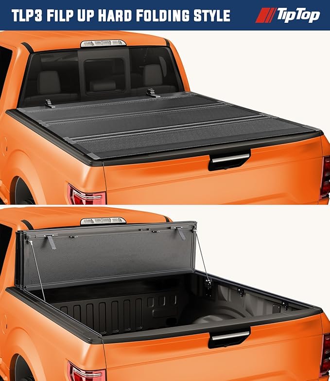 TIPTOP FILP Up Hard Folding Tonneau Cover Fits 2017-2025 Ford F250/F350 SuperDuty 6.75ft Bed (81.9") | Lightweight FRP, Low-Profile Waterproof Truck Bed Cover G3