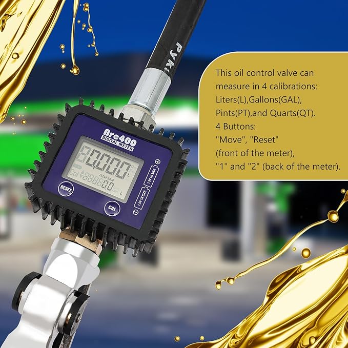 Heavy Duty Air Operated Oil Transfer Pump Digital Petrol Motor Oil Fluid Dispenser Pump Control Valve Meter Nozzle (US Stock)