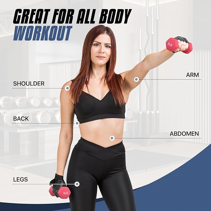 MADOG Dumbbell Set, Anti-Slip Neoprene Coated Hexagon Hand Weights for Home Gym Equipment Workouts Strength Training