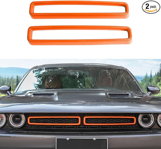 Front Grille Inserts Grill Guard Compatible with 2015-2024 Dodge Challenger Exterior Accessories, Orange
