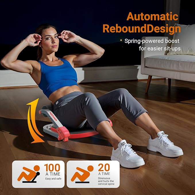 MERACH Ab Machine for Home Gym, Adjustable Ab Trainer with 3 Resistance Levels, Sit Up Exercise Equipment for Core Workout, Automatic Rebound Ab Crunch Machine, Ab Workout Equipment for Stomach