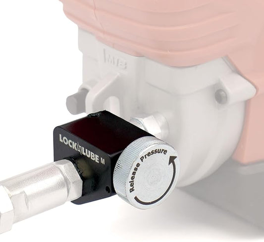 LockNLube Pressure Return Valve for Use with Cordless Grease Guns. No More Pressure Locks! Returns Grease to The Tube. Releases Hose backpressure.