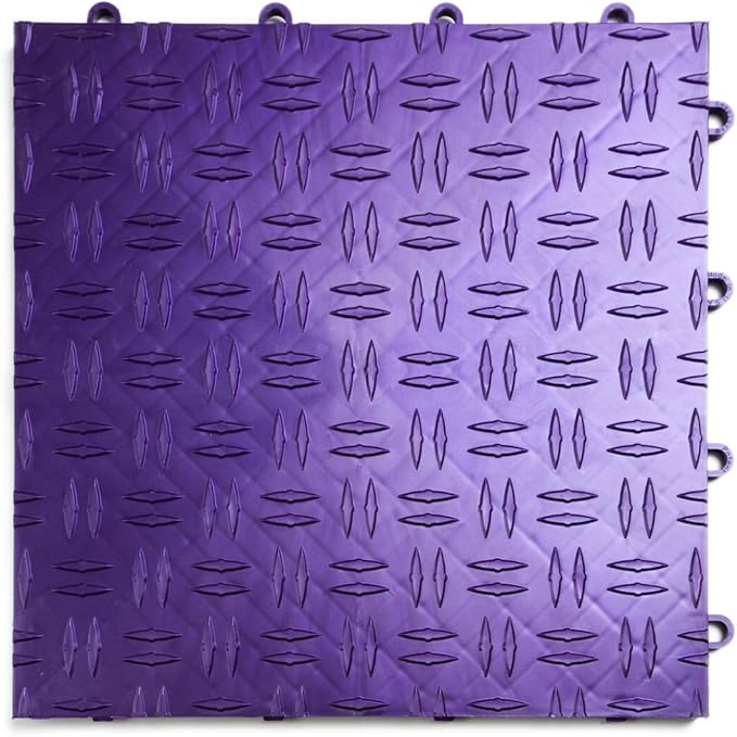 Big Floors GarageTrac Diamond, Interlocking Non-Slip Garage Flooring Tile, Durable, Modular, Heavy-Duty Copolymer, Easy Install (Purple, 48 Pack of 12 x 12" Tiles)