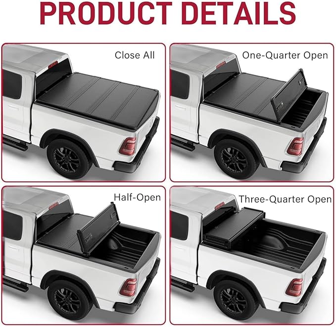 Hard Quad-Fold Tonneau Cover Truck Bed Fits 2004-2014 Ford F-150 and 2006-2014 Lincoln Mark LT Styleside (Not for Flareside) 6.5FT (78.8") Bed