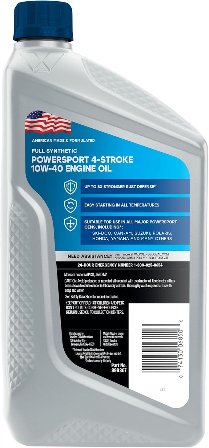Valvoline 4-Stroke Powersport Full Synthetic Motor Oil 1 QT (Pack of 3)
