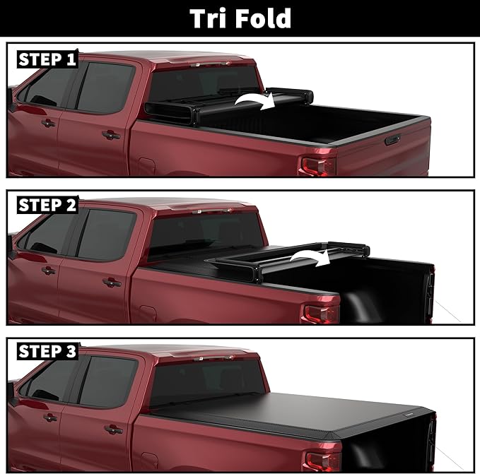 Soft Tri Truck Bed Tonneau Cover Compatible for 2009-2025 Dodge Ram 1500 Fleetside Without Ram Box 3-Fold 5.7FT 67.4Inch