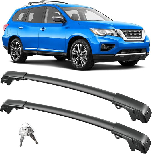 FengYu 300lb Lockable Roof Rack Cross Bars Compatible with 2013-2021 Nissan Pathfinder & 2014 Pathfinder Hybrid with Raised Side Rails, Heavy Duty Aluminum Roof Rails Crossbars
