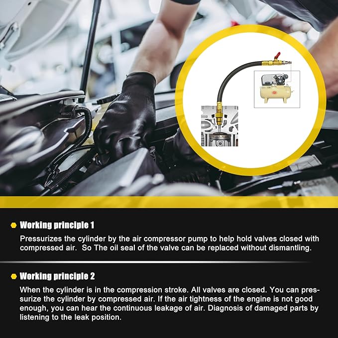 3mirrors Engine Air Valve Holder Pressure Pipe M10 M12 M14 M18 Thread to 1/4 NPT w/Ball Valve, Cylinder Leakage Testing Tool for Most LS Engine Compatible with Mustang Ford GM