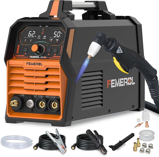 3 in 1 Plasma Cutter/LIFT TIG/Stick Welder,50Amp Plasma Cutter Machine 200A Stick and LIFT TIG Welder, Large LED Display IGBT 110/220V Dual Voltage Plasma Cutter Welder Combo