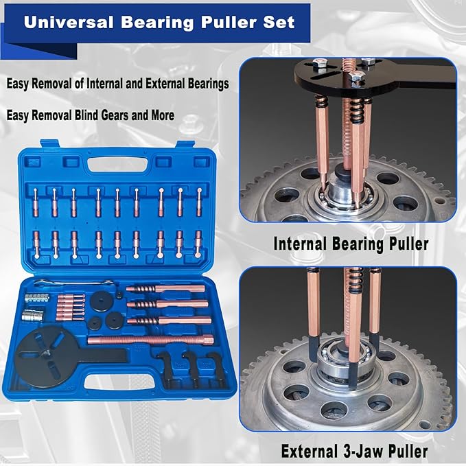 36 in1 Bearing Puller Separator Kit, Inner Bearing Puller Set, Blind Hole Bearing Puller Bearing Removal Tool with Spanner and Socket for Repair Motorbikes Car and Other Machinery.
