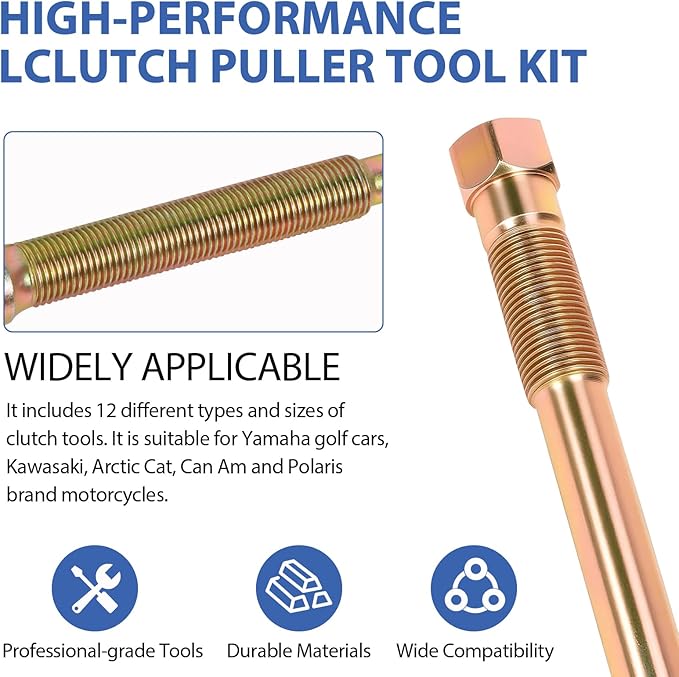Professional Clutch Puller Tool Kit Set of 13 Models and Sizes Fit for Golf Cart, Kawasaki Mule, Arctic Cat ZR, Can-Am Maverick X3, Polaris RZR & Removal Clutch Alignment Puller Tools Kit Set