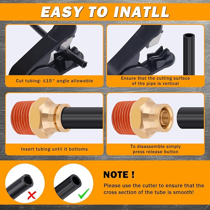14 Pcs 3/8" Brass DOT Air Line Fittings Kit 1/4" 3/8" DOT Push Lock Air Fittings NPT Thread & Quick Connect Air Hose Fittings Kit