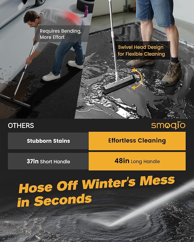 Garage Floor Mat, Containment Mats for Under Car with Raised Edge Waterproof, Non-Slip Heavy-Duty 1000D PVC for Floor Against Snow, Rain & Mud