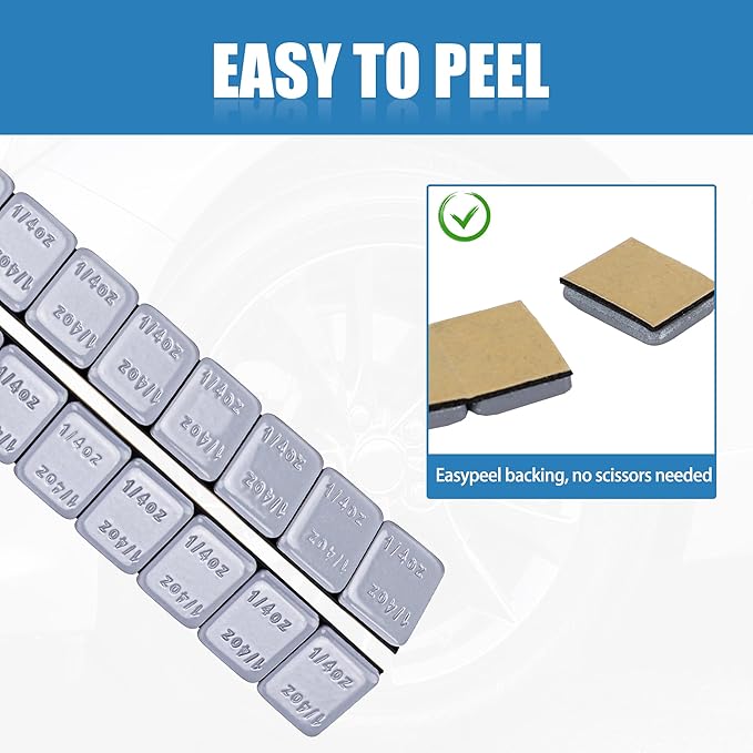 1/4 Oz Stick on Wheel Weights (1box，288pcs,72oz),Gray Adhesive Backed Wheel Weights for Cars, Trucks, SUVs, Motorcycles