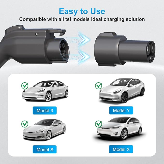 J1772 to Tesla Charger Adapter, Max 80A 280V Fast Charging for Model 3/Y/X/S with Safety Certified Charger Connecting Charging, SAE J1772 EV Adapter for Tesla Cars Only