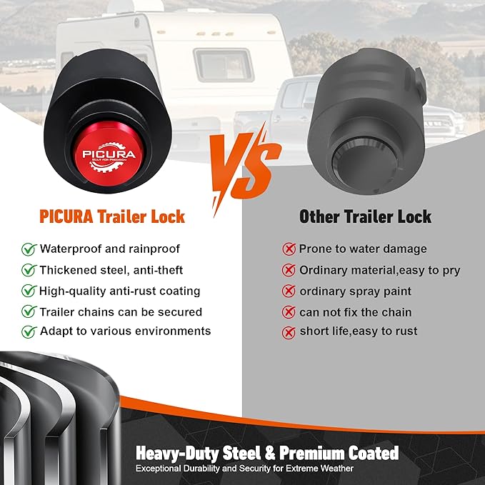 Upgraded Trailer Hitch Locks Fits 2-5/16 Inch Coupler, Heavy Duty Trailer Lock, Anti-Theft Trailer Coupler Lock for RV, Trailer, Boat, Pickup(Red)