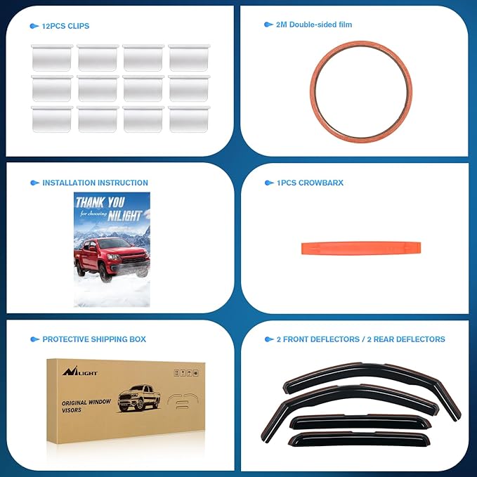 Nilight in Channel Rain Guards for Tacoma 2005 2006 2007 2008 2009 2010 2011 2012 2013 2014 2015 Double Cab Original Window Deflectors, Vent Window Visors-4PCS