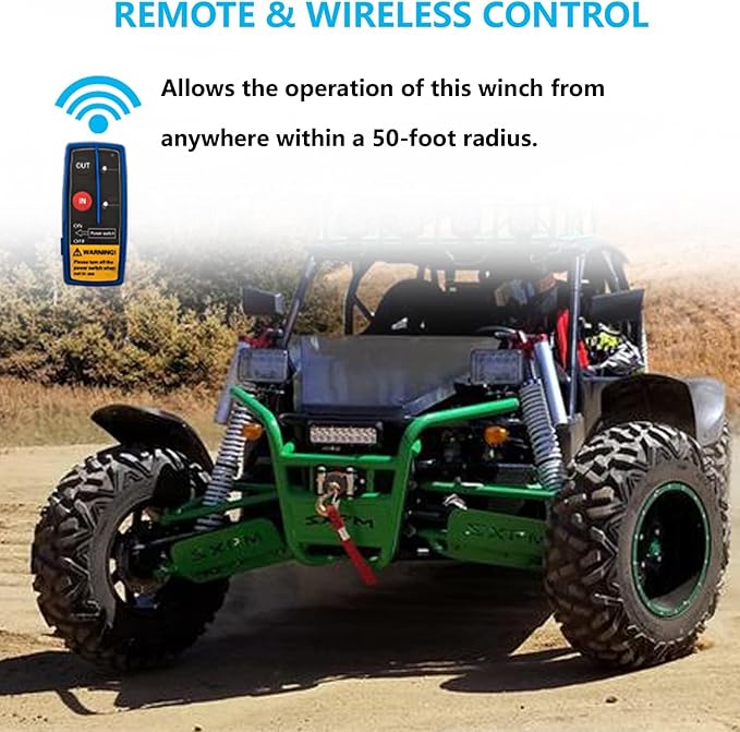 CXRCY 12V 4000 lbs Electric Winch Kits with 3/16"(4.7mm) Diameter x 32.8'(10m) Length Steel Rope ATV/UTV Winch for Towing Off Road Trailer with Wireless Remote Control and Mounting Bracket