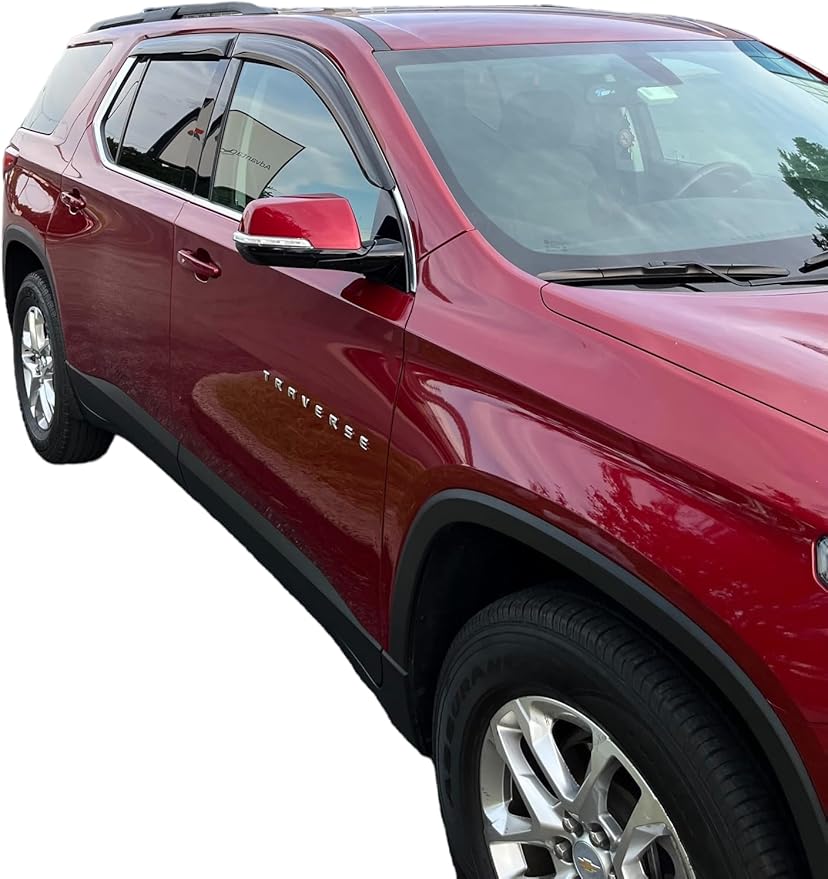 2018-2023 Tape-On Rain Guards for Chevrolet Traverse Side Window Visor Deflectors LS LT RS Premier True North High Country Durable Tinted Shades 2019 2020 2021 2022