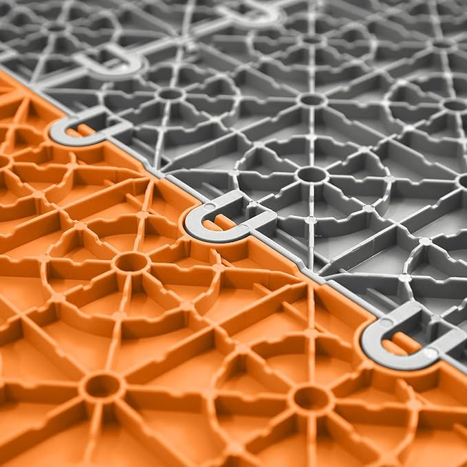 FlooringInc's Nitro 12"x12" Snap-Together Garage Flooring Tiles, Non-Slip Interlocking Plastic Floor Mat, Garage Organization & Storage, Diamond, Harley Orange, 12 Tiles, 12 Sq/Ft
