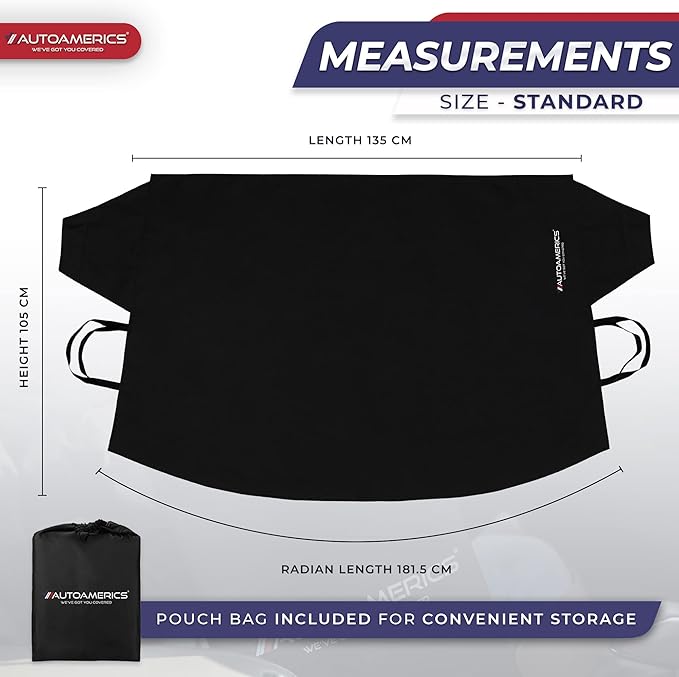 AUTOAMERICS Windshield Snow Cover - Windshield Cover for Ice and Snow - Waterproof Shield Window Protector for Car Truck SUV