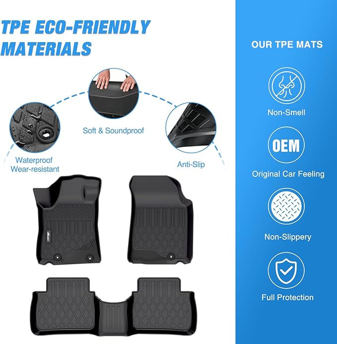 Nilight TPE Floor Mats for Nissan Altima 2013 2014 2015 2016 2017 2018, All Weather Custom Fit Heavy Duty Floor Liners
