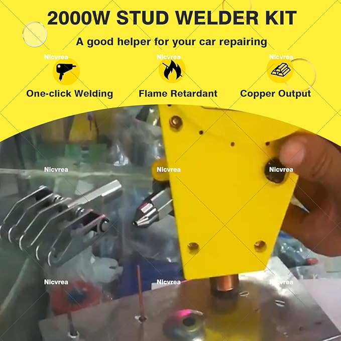 Body Repair Dent Removal Tools, 2000W Spot Welder Stud, Stud Welder Kit Stud Gun Dent Puller Kit Dent Welder Repair for Auto Body Repairing C