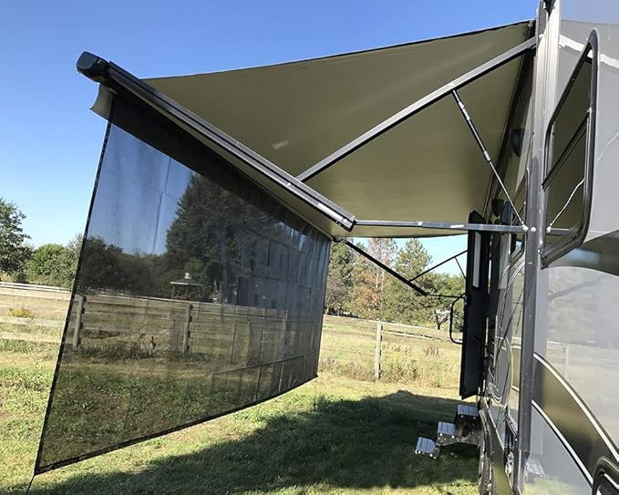 Tentproinc RV Awning Sun Shade Screen 9' X 9' 3'' (Fit for 10' Awning) Mesh Sunshade UV Blocker Motorhome Camping Trailer Awning Sunscreen Shadescreen - 3 Year Warranty (Black)