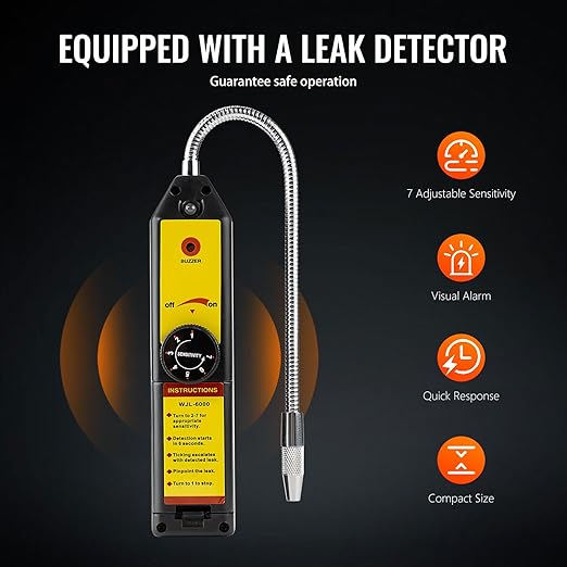 R1234yf AC Vacuum Pump and Gauge Set,4.5CFM Vacuum Pump Manifold Gauge Kit for Auto HVAC Compatible with R1234yf,R404a,R134a,Includes Leak Detector,R1234yf Can Tap,Quick Coupler Adapters