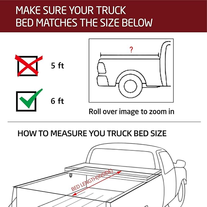 KIKITO Professional FRP Hard Tri-Fold Truck Bed Tonneau Cover for 2005-2015 Tacoma 6ft (73.5in) Bed