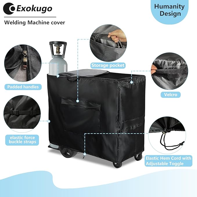 Welding Machine Cover with Zipper,Heavy Duty 600D Waterproof Welding Cart Cover, for Welder Machine Models TIG/MIG 240/230/MP250i/252/255.(40''L*16''W*32''H)