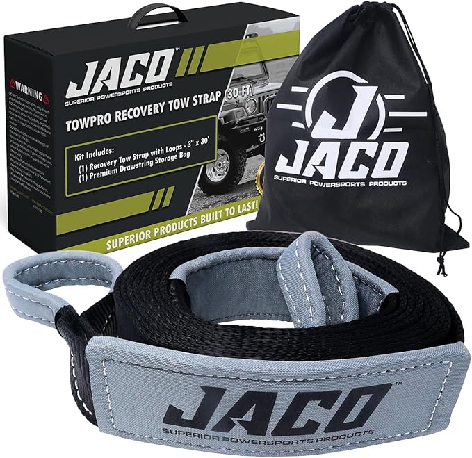 JACO 4X4 TowPro Recovery Tow Strap - 3 inch x 30 ft | Off Road Towing Rope (31,542 lbs)
