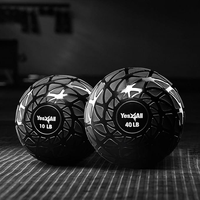 Yes4All Slam Balls, 10-40lb Weighted Ball Weight, Durable PVC Sand Filled Workout Dynamic Slam Ball for Core Strengthen