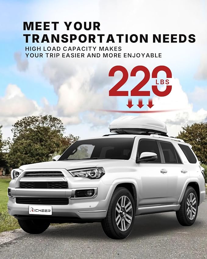 Richeer 220LBS Roof Rack Cross Bars for 4runner 2010-2024 with Side Rails, Lockable Heavy Duty Aluminum Cross Bar with Anti-Theft Locks for Cargo Racks Rooftop Luggage Canoe Kayak Bicycle roof Bag