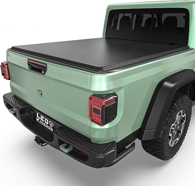 LEDKINGDOMUS Soft Roll-Up Tonneau Cover Fits for Jeep Gladiator JT 2020 2021 2022 2023 2024 2025, 5ft Bed, Full Protection with Durable Double-Layer PVC