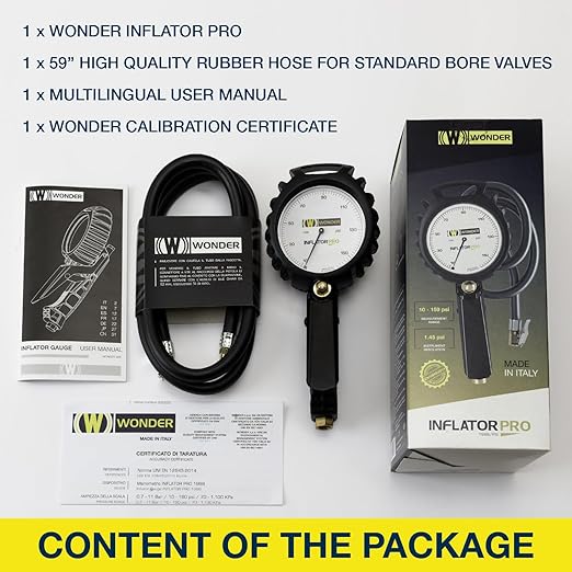Wonder Analog Professional Tire Inflator Gauge with Versatile 10-159 psi Range, Rugged Design, and Certified Performance for Professionals, Shock-Resistant thermoplastic Body